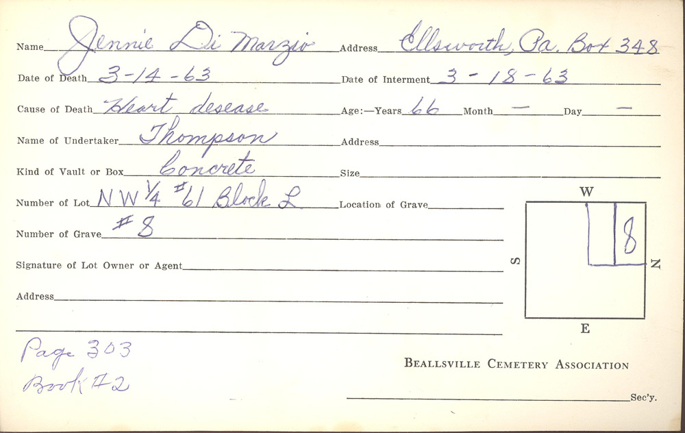 burial card
